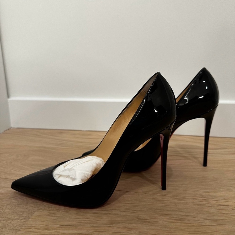 Christian Louboutin Black Patent Leather Kate 100 Stilettos